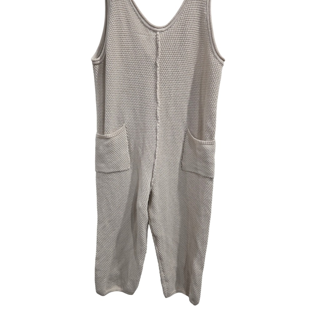 Kenzie Parker Taupe Crocheted Romper Size M NWT Boho Knit Jumpsuit Pockets